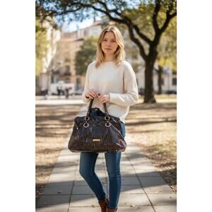 La Gioe di Toscana Sharon Gioe Burgundy Reptile Leather Dome Shoulder Satchel